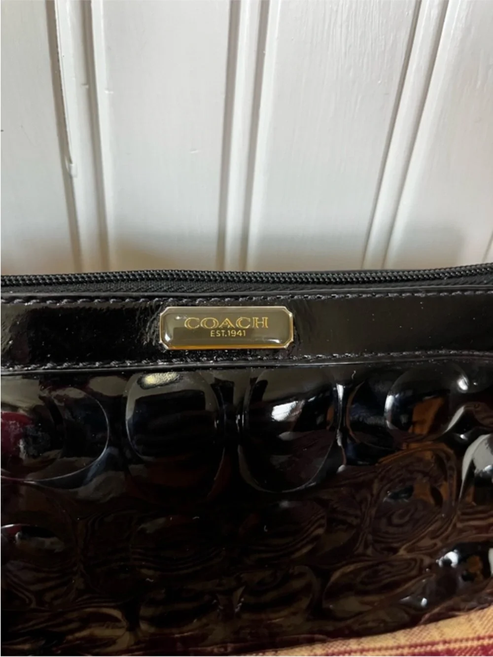 Coach embossed Patent Leather Wristlet